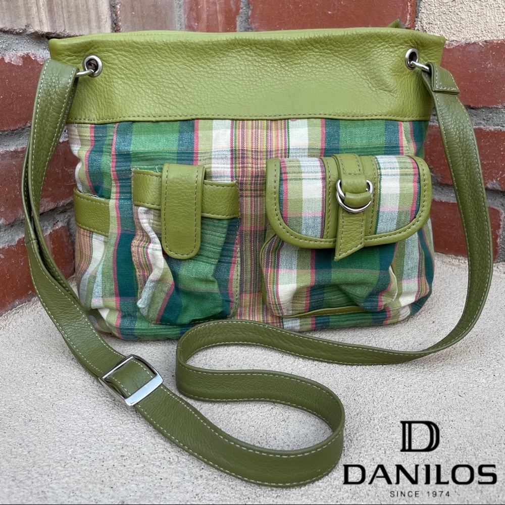 Danilo’s Fine Leather & Plaid Canvas Crossbody/Shoulder Bag made in Honduras